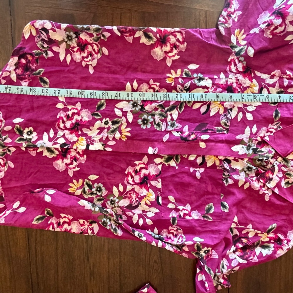 White House Black Market Purple Floral Long Sleeve Silk Blend Shirt, Size 8 - Picture 12 of 12